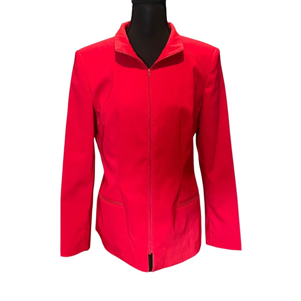 VTG Benard Red Zip Up Blazer Jacket Benard Holtzman 6 Tailored Red Jacket